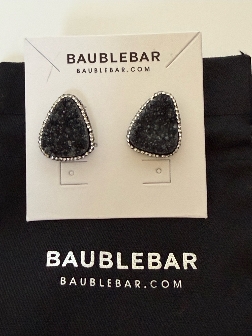 BaubleBar Black Druzy Triangle Halo Stud Earrings